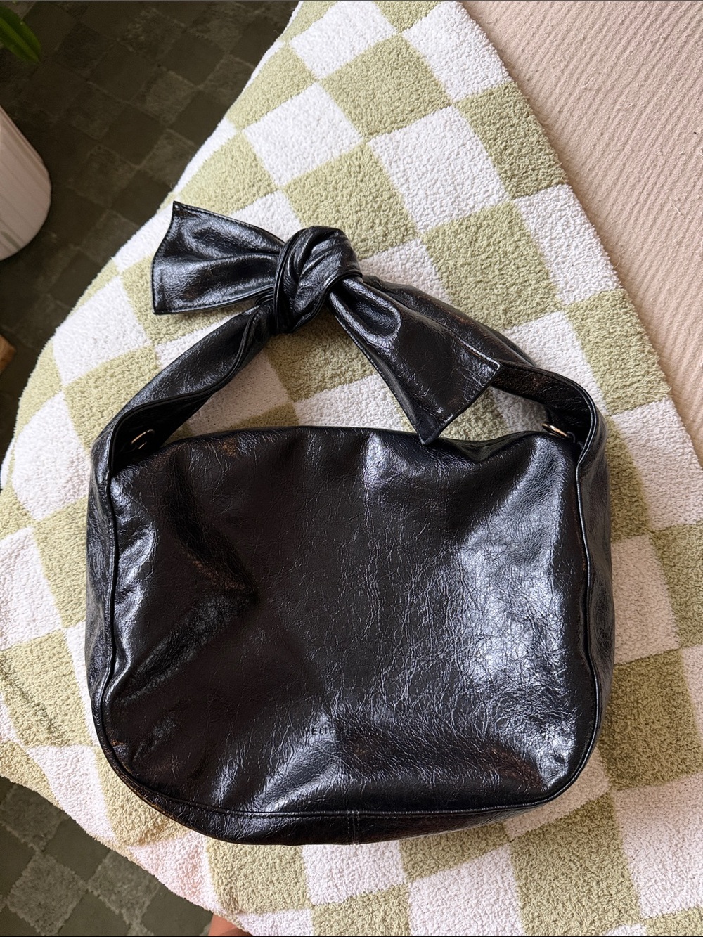 Melie Bianco Black Knot-Detail Shoulder Bag